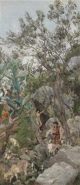 The Nymph Of Capri Oil Painting by Carl Oderich