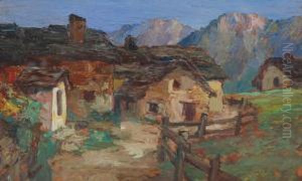 Case Di Piana - Valsassina Oil Painting by Marcello Odilone