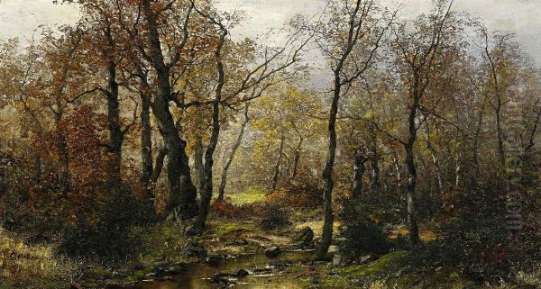 Herbstliche Waldlandschaft Oil Painting by Georg Oeder