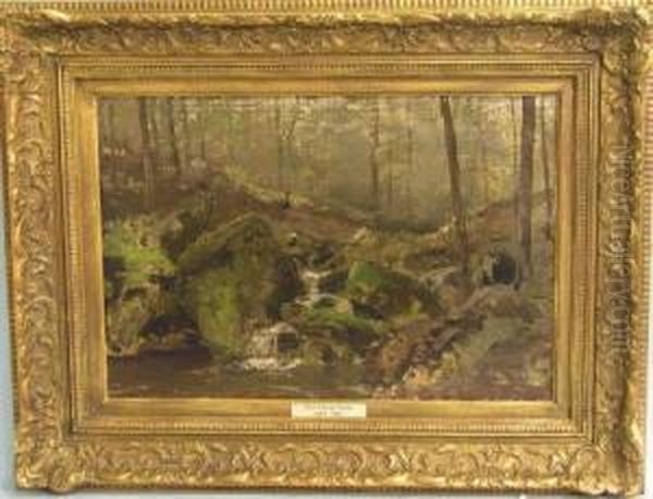 Waldlandschaft Mit Bach Oil Painting by Georg Oeder