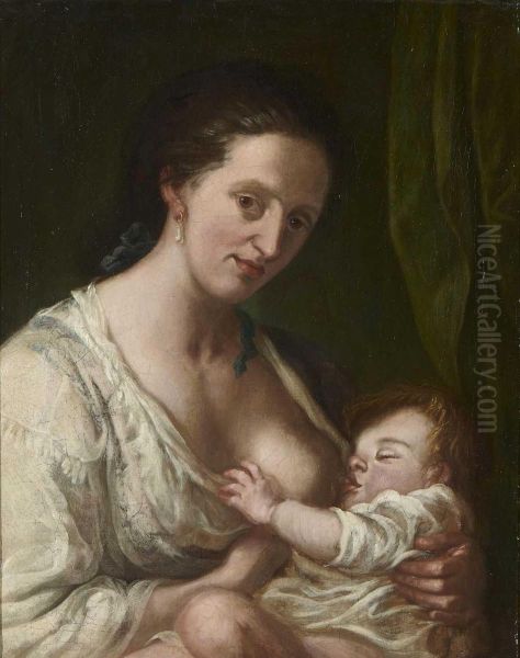 Mutter Mit Kind. Oil Painting by Franz Ignaz Oefele-Piekarski