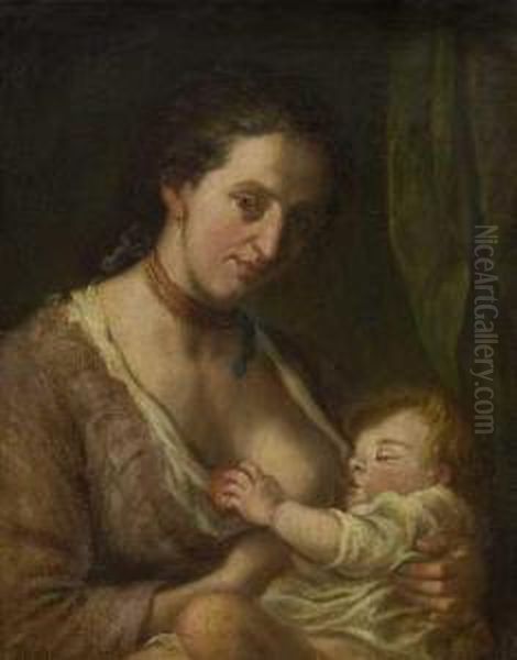 Mutter Mit Kind. Oil Painting by Franz Ignaz Oefele-Piekarski