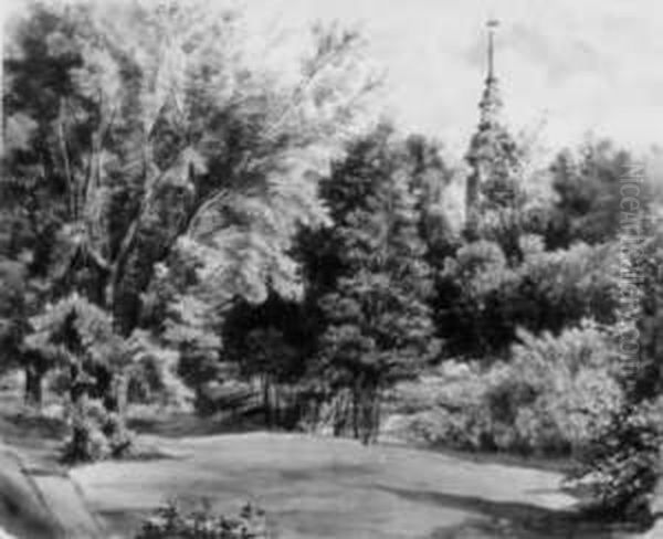 In Einem Schlosspark Oil Painting by Ernst Erwin Oehme