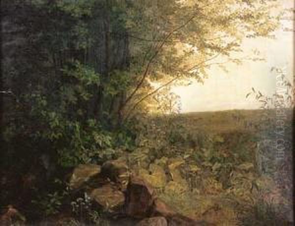 Vue D'un Sous-bois Oil Painting by Ernst Ferdinand Oehme