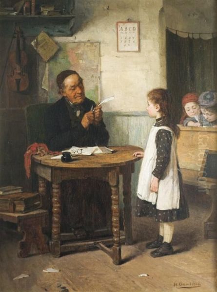 A School Examination Oil Painting by Hugo Oehmichen