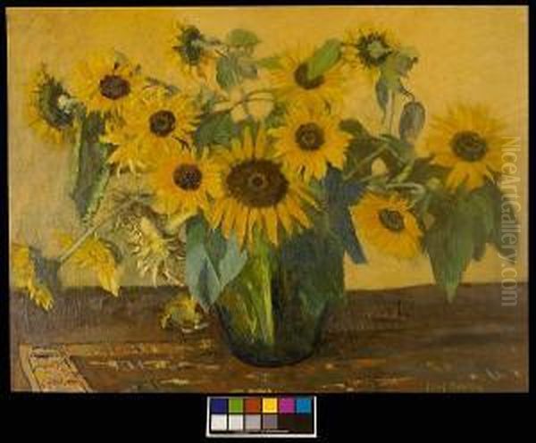 Still Life With Sunflowers Oil Painting by Frans David Oerder