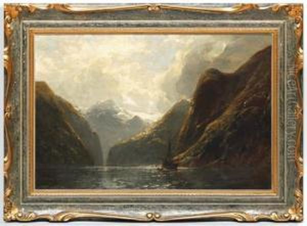 Paisaje Montanoso Con Lago Oil Painting by Carl August H. Oesterley