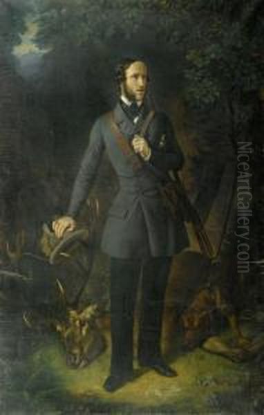 Portrait Of Count Ernst Friedrich Herbert Zu Munster Oil Painting by Carl Wilhelm Friedr. Oesterley