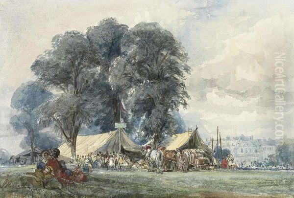 An Encampment In A Park, Possibly France Oil Painting by William, Dover Of Burgess