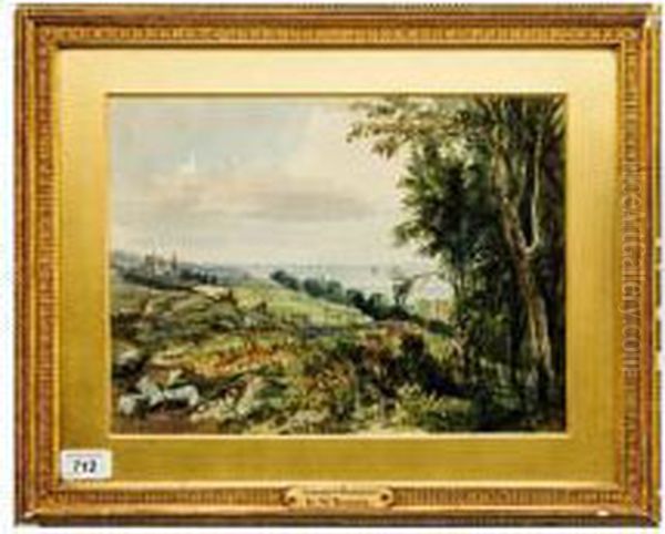 Golders Gardens Landscape With Sea And People In Distance Oil Painting by William, Dover Of Burgess