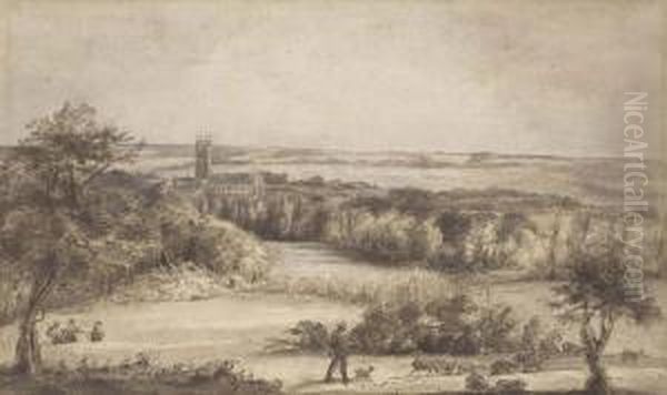 View Of Canterbury, From Saint Stephens Oil Painting by Heneage Finch