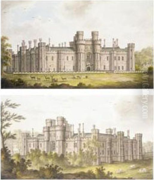 An Album Of Views And Plans Of Herstmonceux Castle, Sussex Oil Painting by James, Snr, Lewes Of Lambert