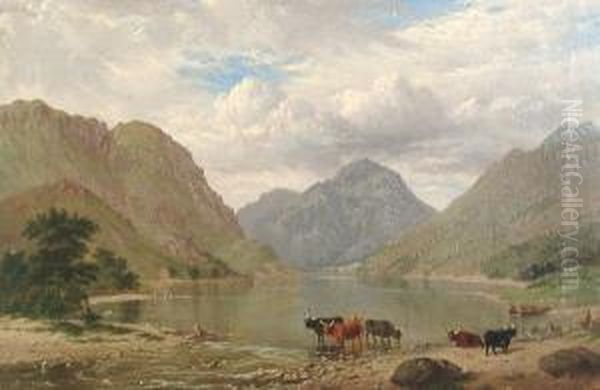 'loch Lubnaig From The South' 'james Roberts, 1865' (lower Right) And Inscribed Verso Oil Painting by James, Leeds Of Roberts