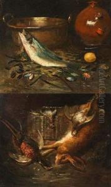 Nature Morte Au Poisson Et Au Gibier Oil Painting by D. Offant