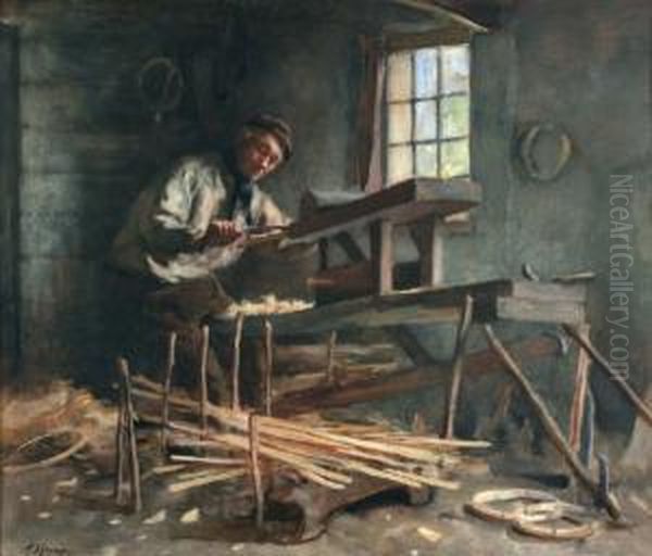 Kuiperijwerkplaats Oil Painting by Tony Lodewijk George Offermans