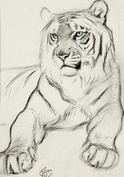 1) Le Tigre Oil Painting by Ferdinand Oger