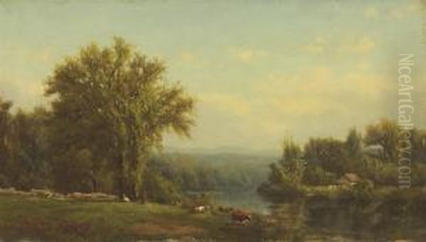 Hudson River Scene Oil Painting by John Clinton Ogilvie