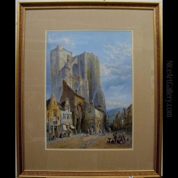 Cathedral Of Huy, Belgium Oil Painting by John Connell Ogle