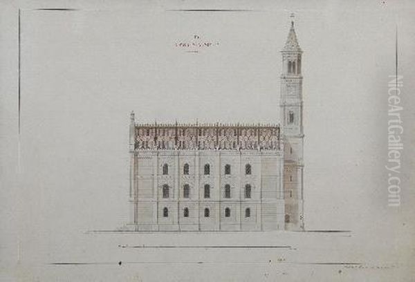 Zwei Entwurfe Zur Ludwigskirche In Munchen Oil Painting by Josef Daniel Ohlmuller