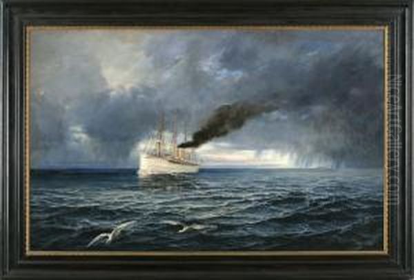 Dampfschiff Kaiser Wilhelm Ii Auf Hoher See Oil Painting by Theodor Ohlsen