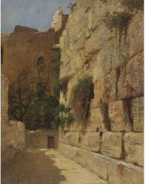 View Of The Kotel (western Wall) Oil Painting by Theodor Ohlsen