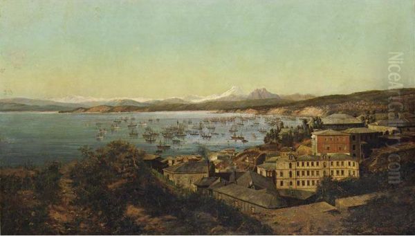 A View Of The Port Of Valparaiso Oil Painting by Theodor Ohlsen