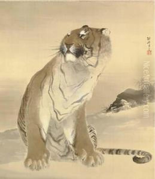 Tiger Oil Painting by Konoshima Okoku