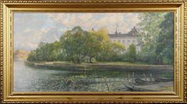 Drottningholm Oil Painting by Carl August Olausson