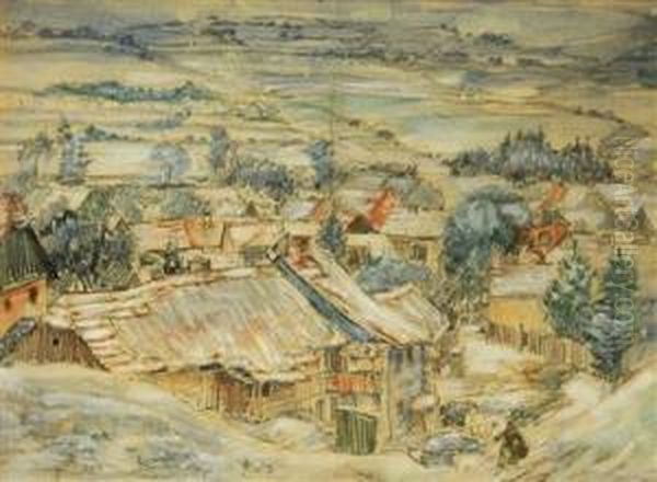 Winter Oil Painting by Blazicek Oldoich