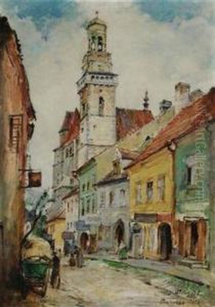 Prachatice Oil Painting by Blazicek Oldoich