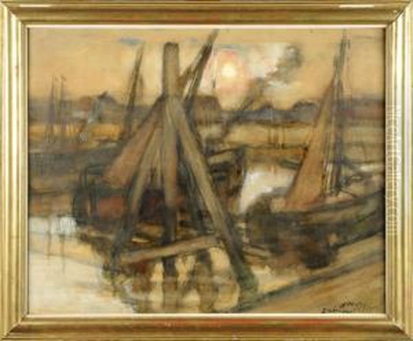 Zeebruges Oil Painting by Auguste Oleffe