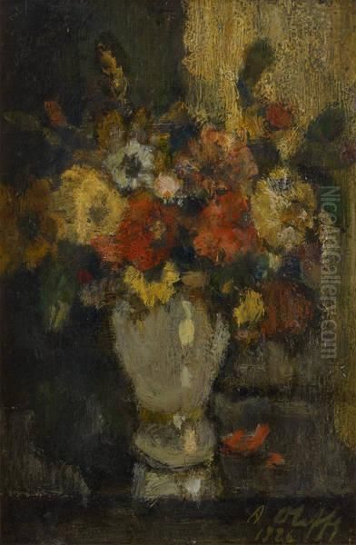 Vase Fleuri Oil Painting by Auguste Oleffe