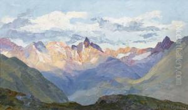 Alpengluhen Oil Painting by Rodolfo Olgiati