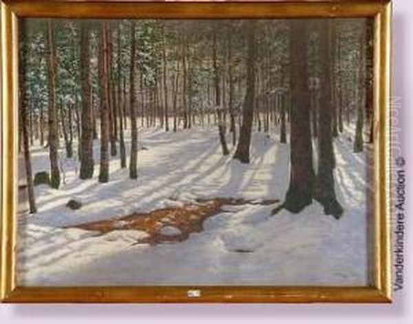 Foret Enneigee Oil Painting by Victor Olgyai