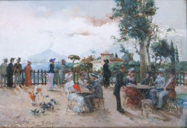 Ete Dans La Baie De Naples Oil Painting by Eugenio Oliva Rodrigo