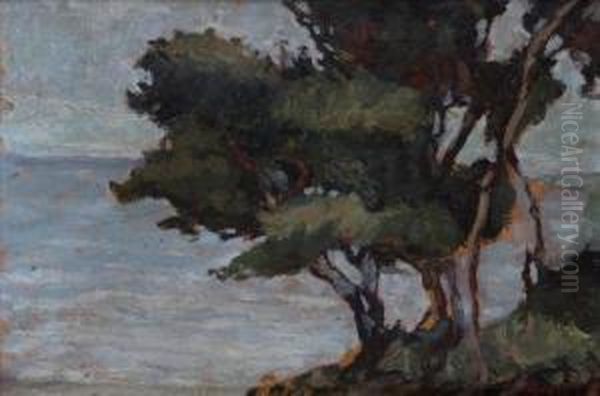 Alberi Sul Mare Oil Painting by Eugenio Olivari