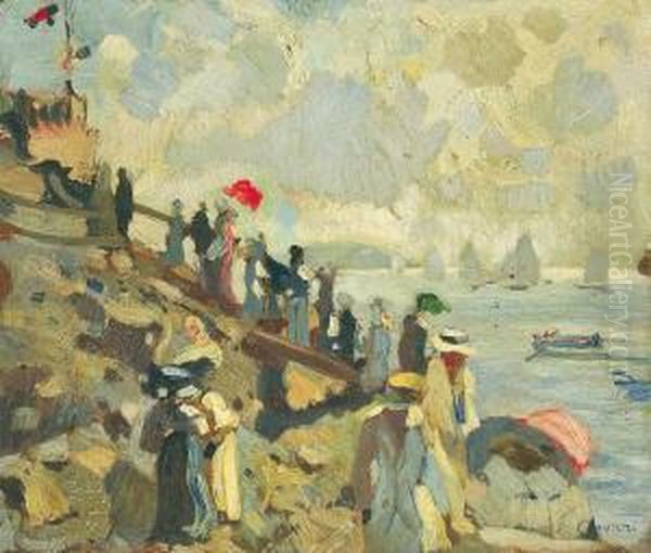 La Pittura In Liguria Oil Painting by Eugenio Olivari