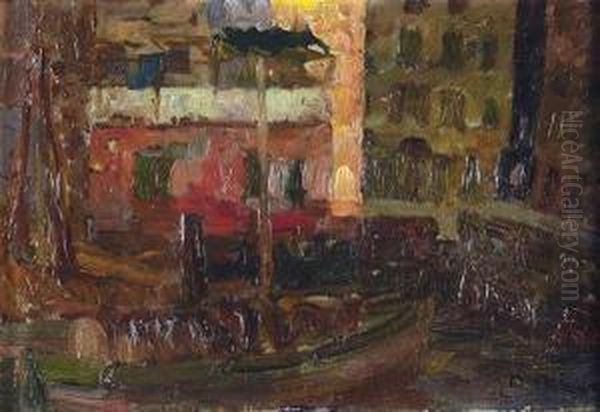 Camogli Oil Painting by Eugenio Olivari