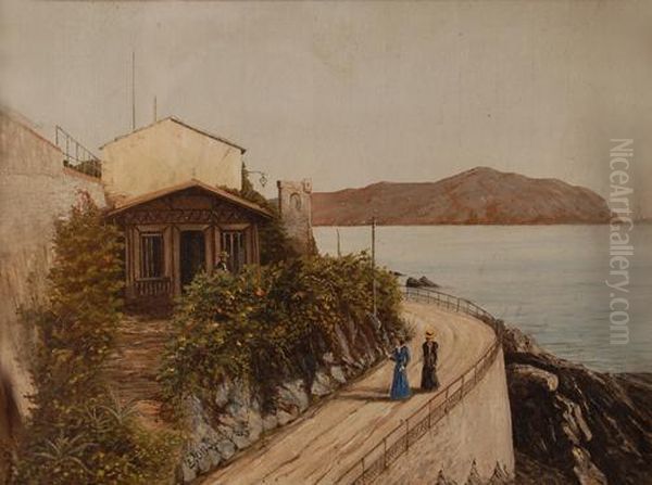 Passeggiata Di Nervi Oil Painting by Eugenio Olivari