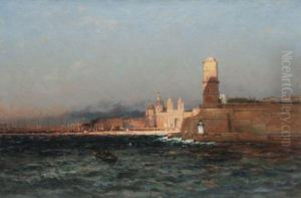 L'entree Du Port De Marseille Oil Painting by Jean-Baptiste Olive