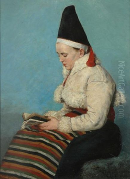 Woman Reading Oil Painting by Eliza Olivecrona