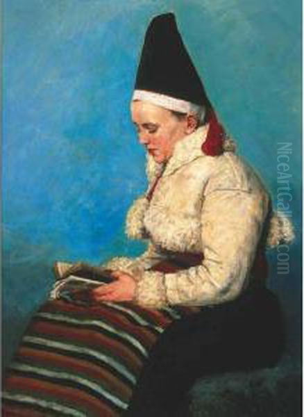 Woman Reading Oil Painting by Eliza Olivecrona