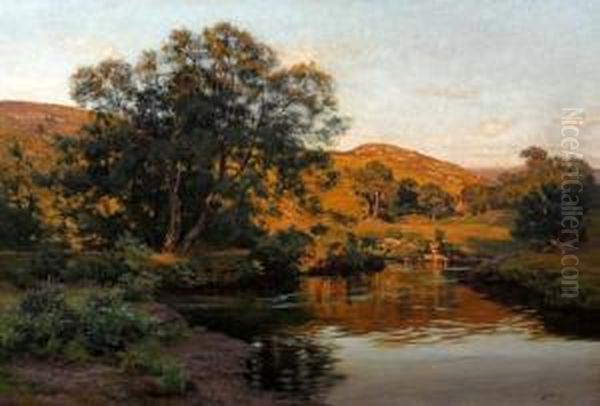 The Valley Of The Llugwy, North Wales Oil Painting by Alfred Oliver