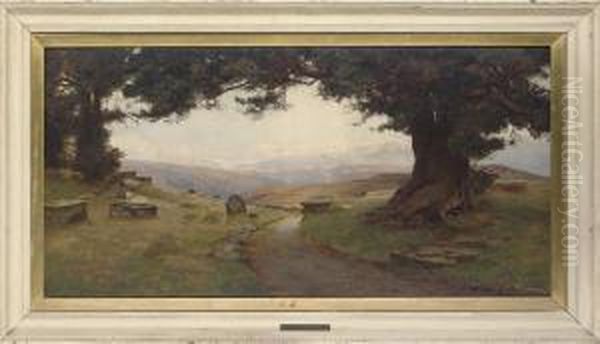 'where Cambria's Mountains Stand Like The Ramparts Of Theland' Oil Painting by Alfred Oliver