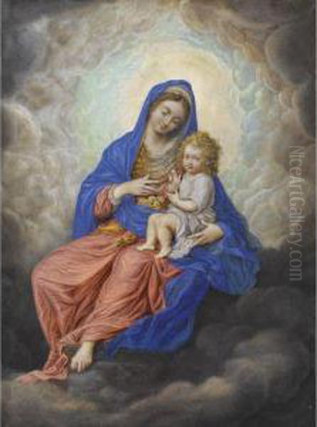 Madonna And Child In Glory Oil Painting by Isaac Oliver