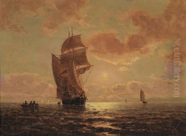 Ships Under A Luminist Sky Oil Painting by Thomas Clarkson Oliver