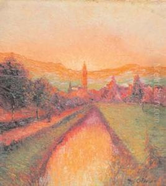 Tramonto Ad Acceglio Oil Painting by Matteo Olivero