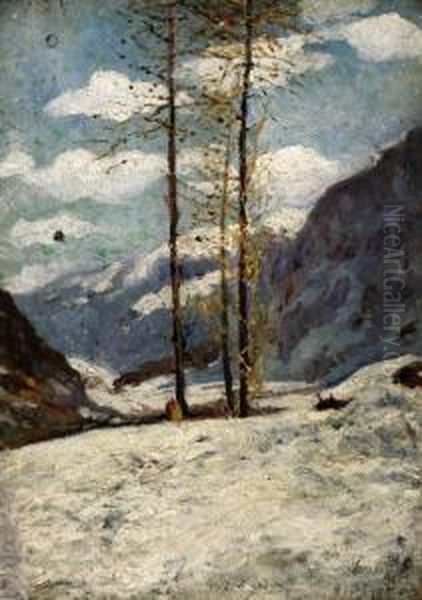 Abeti Tra La Neve Oil Painting by Matteo Olivero