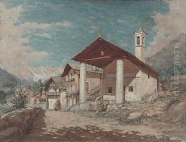 Estate In Montagna (mottera-valle Di Lanzo) Oil Painting by Ercole Olivetti