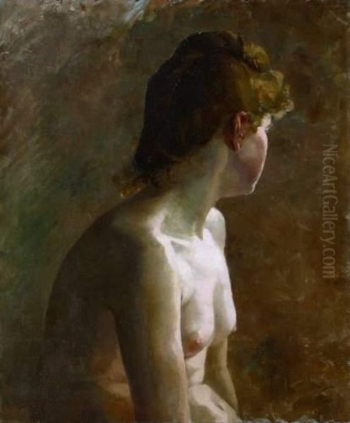 Jeune Femme Nue En Buste, Le Visage Tourne Vers La Droite Oil Painting by Leon Olivie